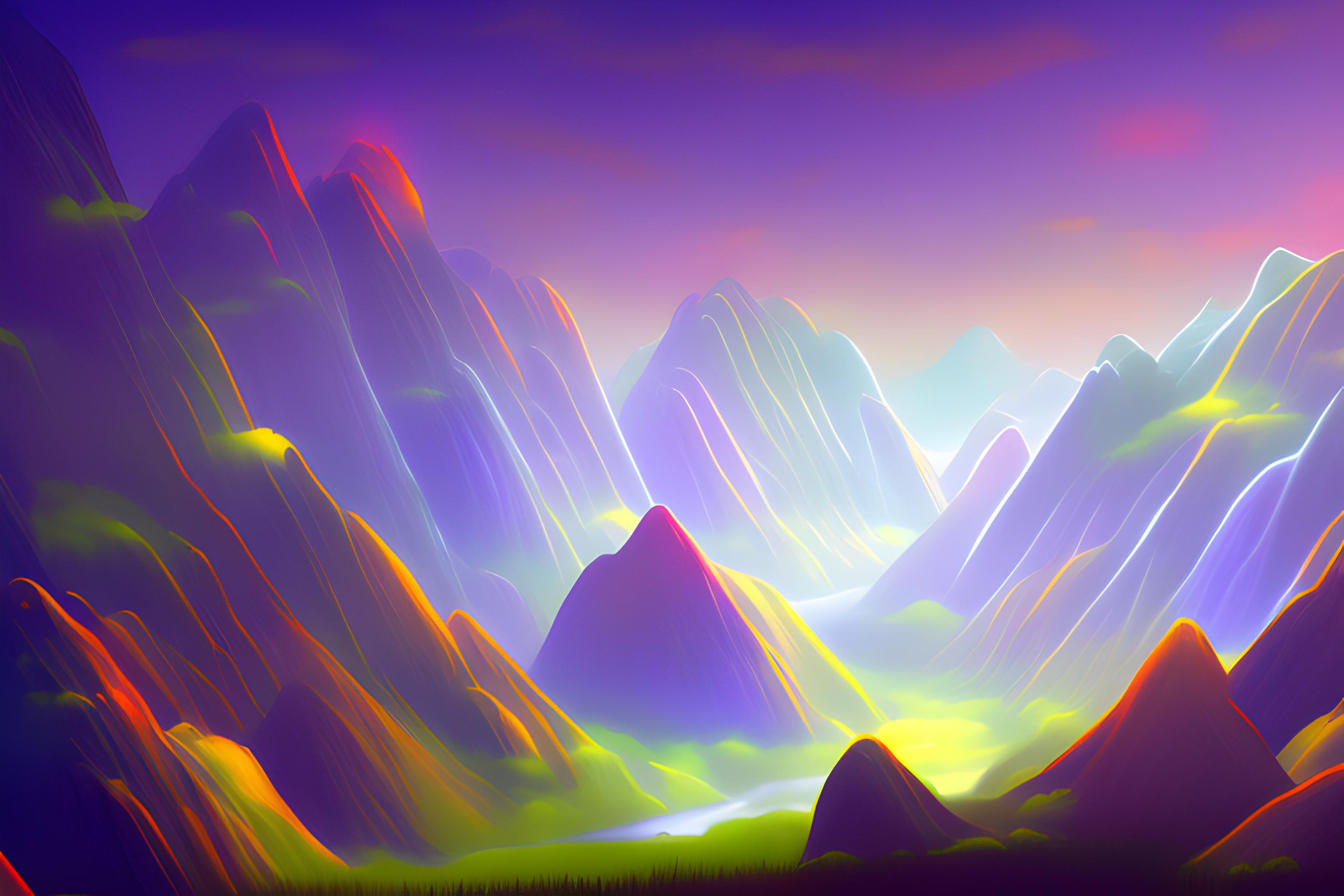 valley of clouds made of cheese and cake toppin, lighted by different color lights